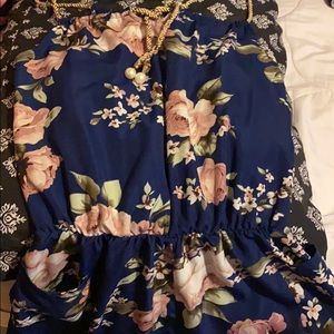 A blue floral romper